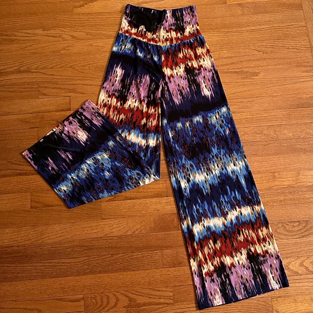 Colorful Printed Wide Leg Pants